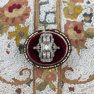 Anillo de cena Art Déco de plata esterlina con moissanita: anillo de promesa vintage