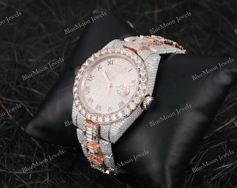 Fully Iced Out Unisex Lab Diamond Watch Hip Hop Watch Luxury Bust Down Diamond Watches For Men Custom VVS Moissanite Watch