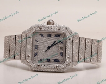 Zegarek z moissanitem Iced Out: spersonalizowana biżuteria hiphopowa