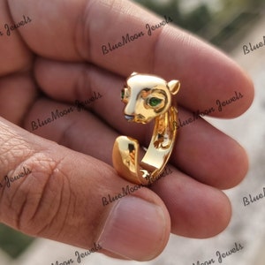 Magnifique bague panthère * bijoux en or massif 14 carats pour bijoux d'anniversaire de mère * bague mode panthère pour femme bijoux de tous les jours