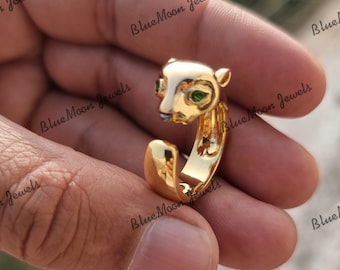 Gorgeous Panther Ring* 14K Solid Gold Jewelry For Mother Birthday Jewelry* Panther Fashion Ring For Women Everyday Jewelry