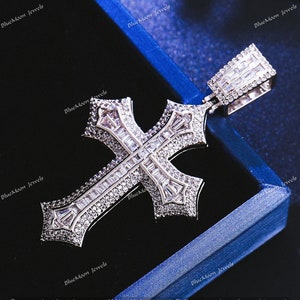Iced Out hiphop-kruishanger: 925 zilver, VVS-moissaniet