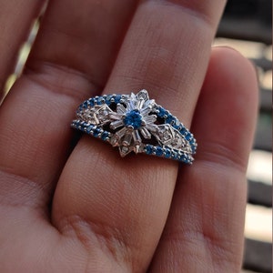 New Style White & Blue Round Cut Diamond Engagement/Wedding Ring| Anniversary Gift| Propose Ring| Promise Ring| Gold Ring