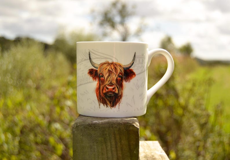 Highland Cow Bone China Mug Countryside Farm Animal Lovers Drinks Cup