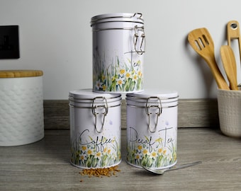 Worcester ware キャニスター　ヴィンテージ缶　tea /sugar Vintage Worcester Ware Kitchen Tins: Tea, Sugar, Rice - Shabby