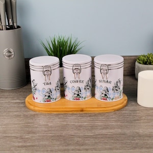 Alice's Adventures in Wonderland Metal Kitchen Canisters - Tea Coffee Sugar Storage Gifts