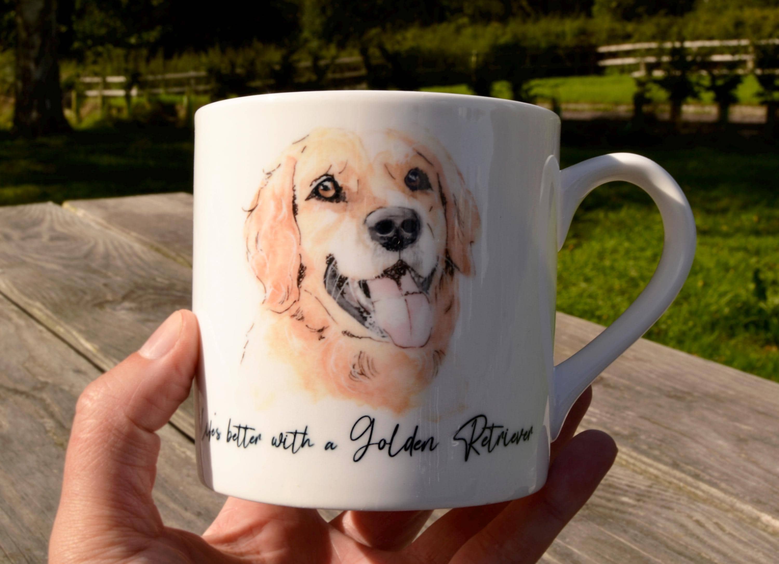 Borsa Portatrucco In Cotone E Lino Con Stampa Golden Retriever, Regalo Per Amanti Dei Cani, 25x17 Cm