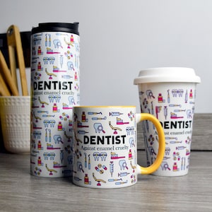 Dentist Mug/Travel Flask - Novelty Dentistry Gifts - Tea/Coffee Cup Funny Personalised Job Presents