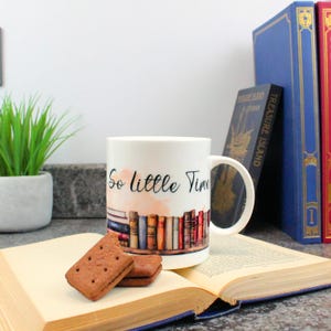 Book Lovers Gift Mug - So Many Books, So Little Time Gifts for Readers - Tea/Coffee Bone China or Ceramic Cup