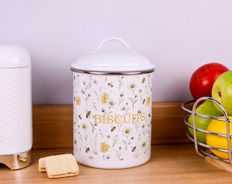 Grande boîte métallique en métal pour abeilles et boutons de fleurs - Cadeau floral pour pot de conservation des aliments pour la cuisine