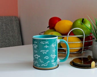 Dinosaurusmok - cartoon kleurrijke keramische thee-/koffiekop - cadeau met dinosaurusthema