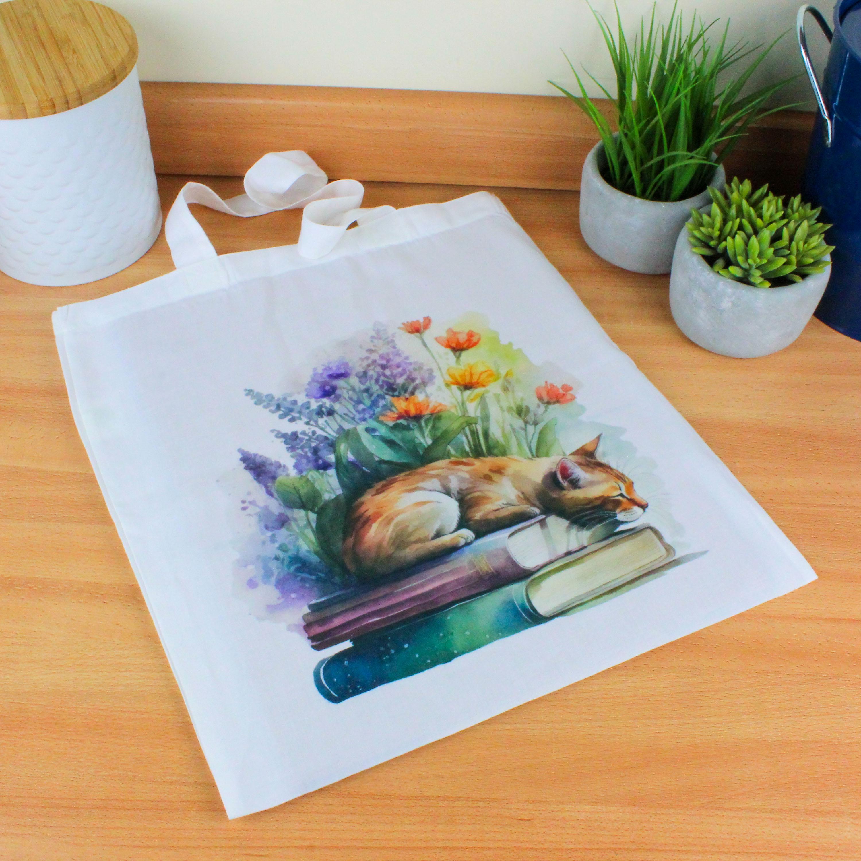 Sphynx - Borsa a secchiello con motivo gatti, riutilizzabile, con