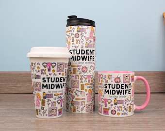 Student Midwife Mug/Travel Flask - Novelty Pregnancy Care Doctor Gifts - Tea/Coffee Cup Funny Personalised Presents