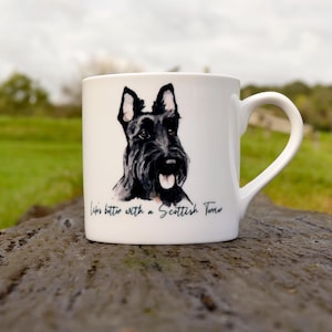Scottish Terrier Mug - Bone China Tea/Coffee Present for Scottie Dog Lovers - Available as Gift Set with Glass Coaster
