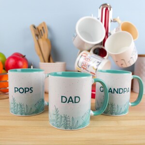 Turquoise Father&#39;s Day Mug - Floral Gardening Themed Gifts for Dad/Grandad/Pops - Ceramic Tea Coffee Cup