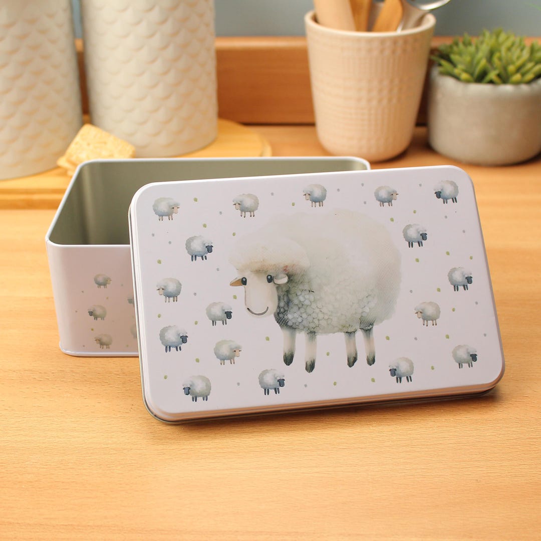 Sheep Container Spring Sheep Storage Tin Gift - Farm Animal Rectangular Home/kitchen ...