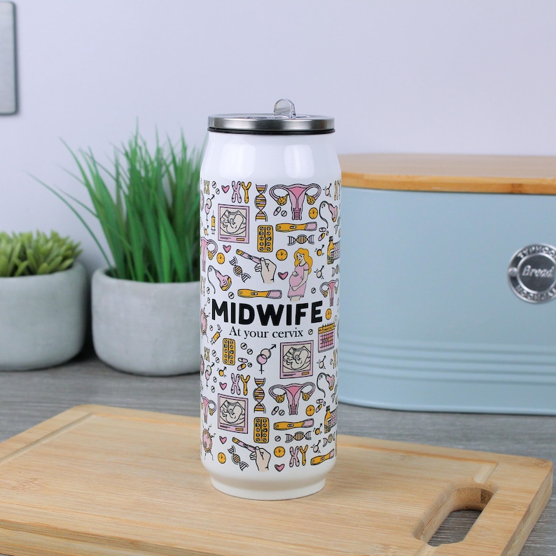 Midwife Mug/Travel Flask - Novelty Pregnancy Care Doctor Gifts - Tea/Coffee Cup Funny Personalised Presents Large Can Flask