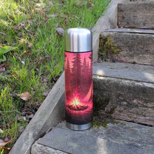 Camping Scene Travel Flask - Isolerad flaska i rostfritt stål - Present