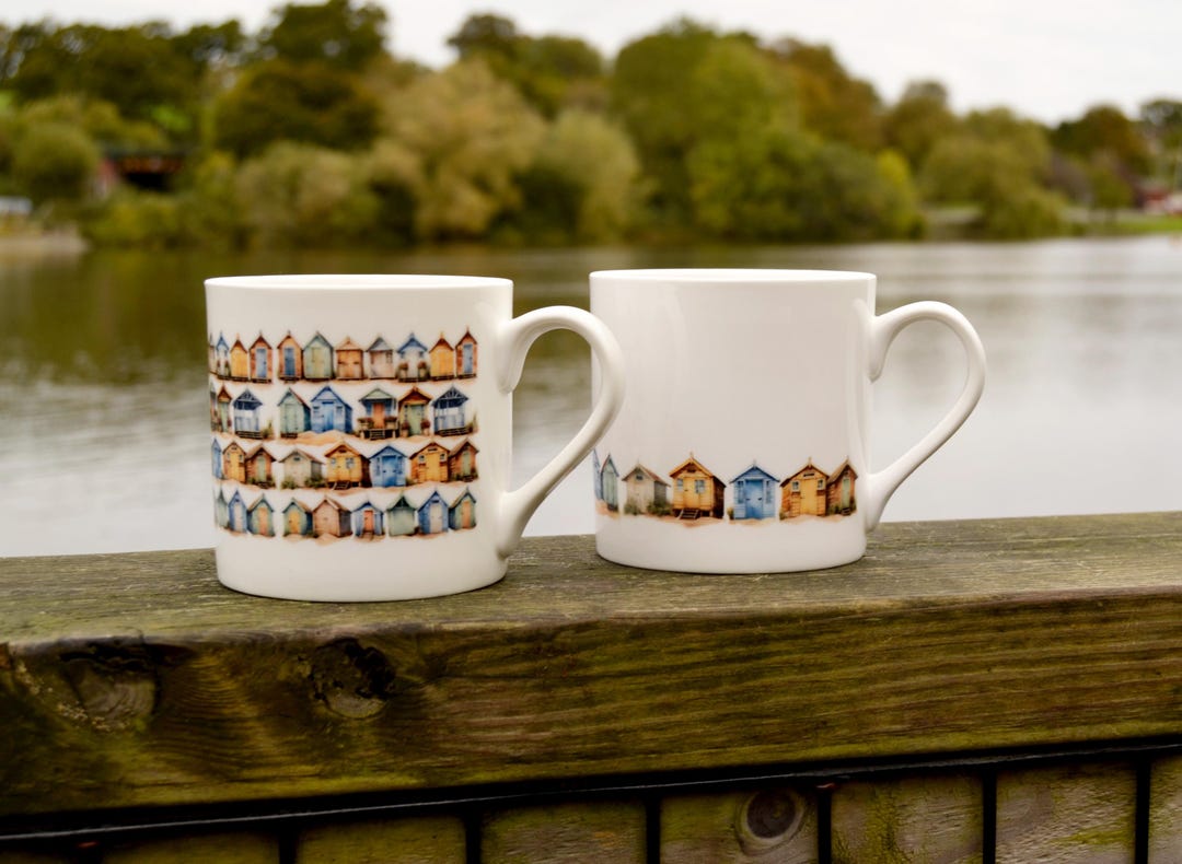 Beach Huts Mug - Coastal Seaside Bone China Cup Gift/present for Beach ...