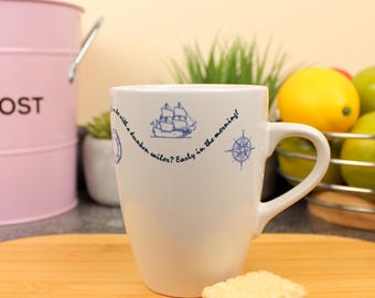 Tazza in ceramica con barche a vela e fari - Regalo di stoviglie nautiche
