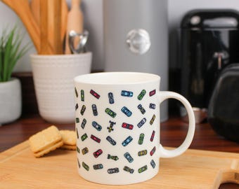 Race Cars Mug - Multicolour Bone China Cup Gifts for Car Fanatics