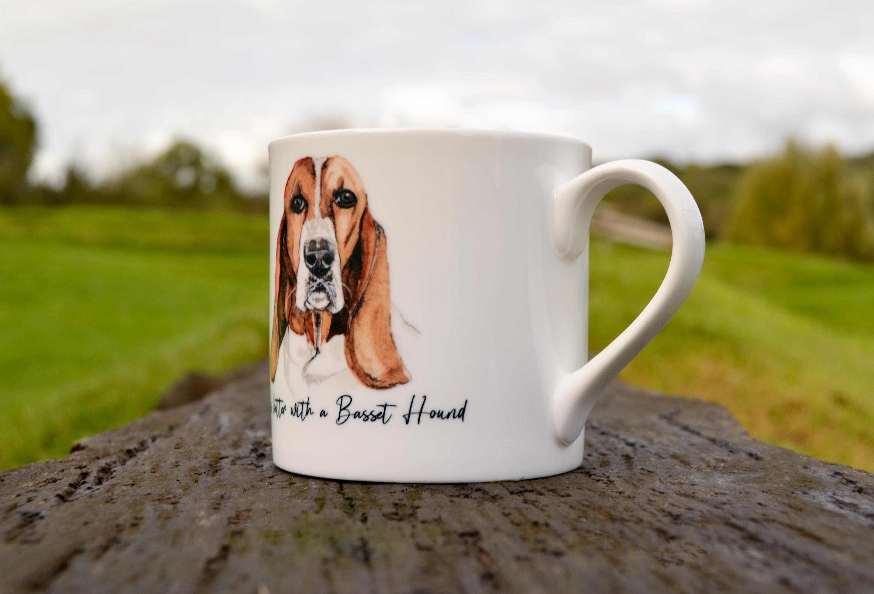 Basset Hound Mug - Bone China Tea/coffee Present for Dog Lovers - Available  as Gift Set With Glass Coaster - Etsy, image size:3000x2038