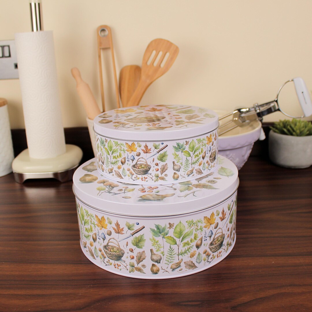 Foraging Container Forest Foraging Round Cake Tins - Medium & Large Food Storage Nature ...