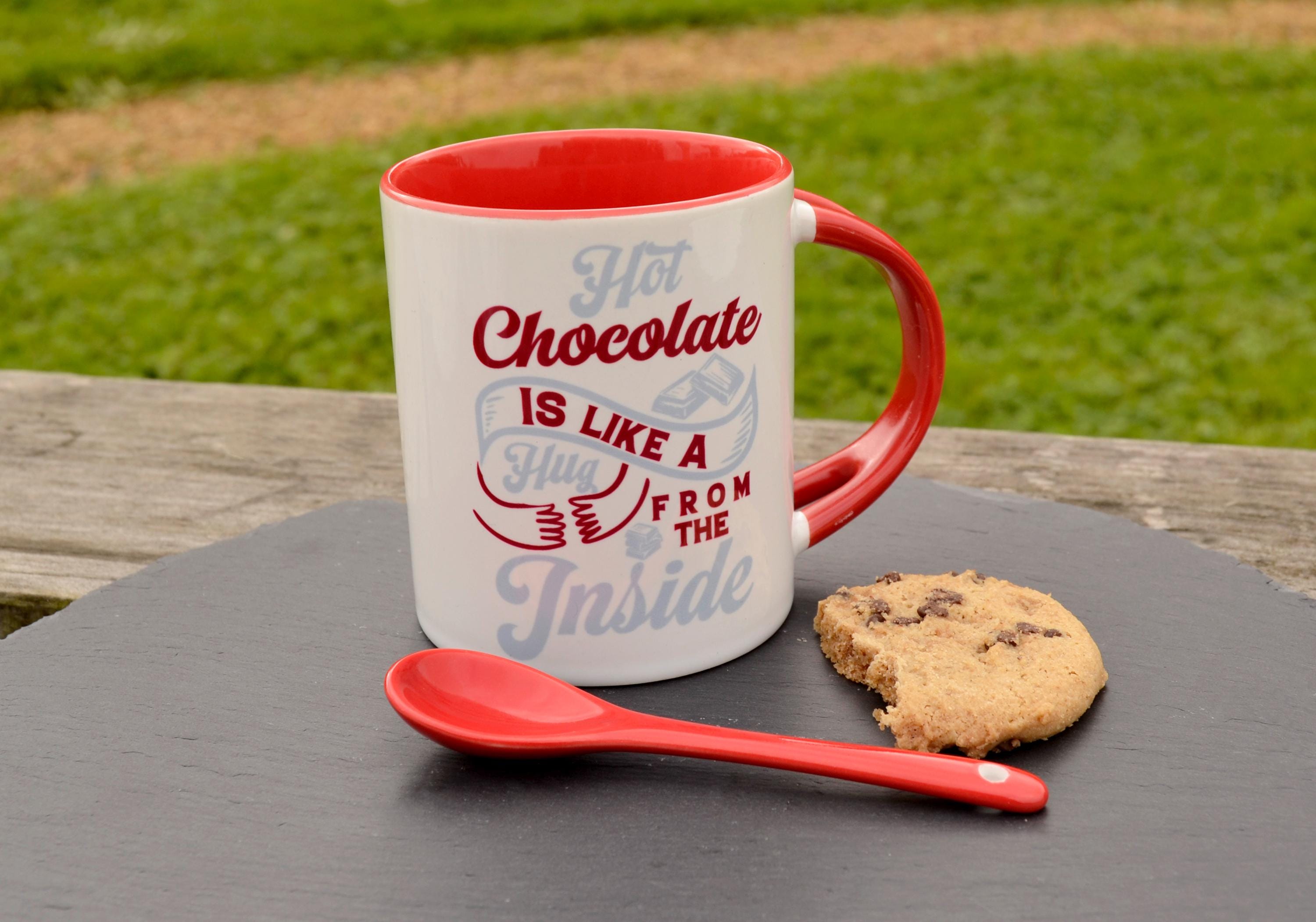 Hot Chocolate Like A Hug Ceramic Mug & Spoon Set - Personalised