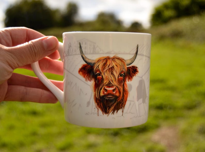 Highland Cow Bone China Mug Countryside Farm Animal Lovers Drinks Cup