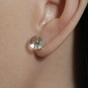 Clear Crystal Earrings, Clear Quartz Stud Earrings,Transparent Ball Earrings