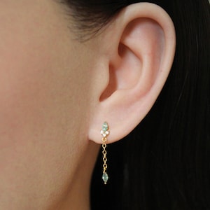 16G Moss Agate Dangle Earring