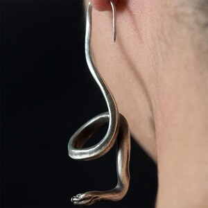 Textured Snake Earring,snake drop earring,Long Snake Earring,inspired earring