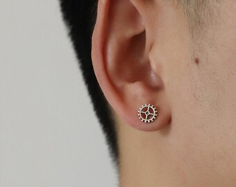 HandcraftDecorations Gears Earrings Mechanisms Steampunk Stud Earrings Punk Jewelry Gears Stud Earrings Steampunk Earrings Jewelry Science Stud Earrings Men Stud Earrings Unique.F162