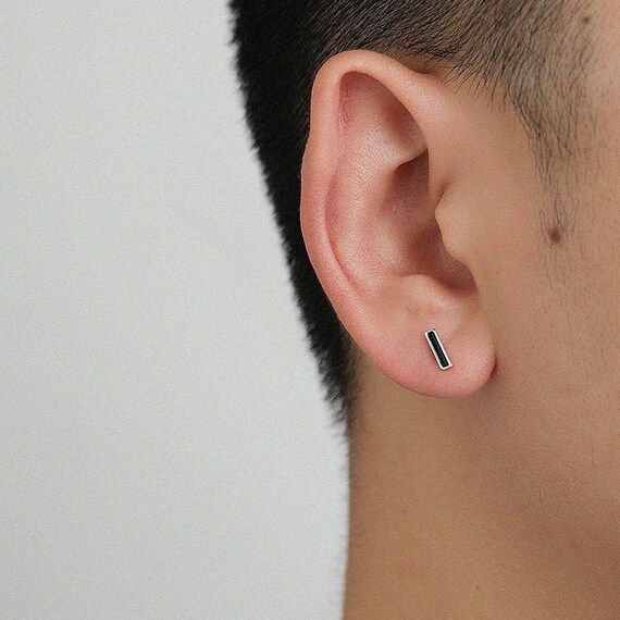Small Bar Studs Earrings simple Stud Earrings black Bar Earring Etsy