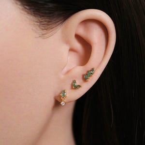 16G Marquise Moss Agate Stud Earring Set,Flat Back Earring Set