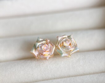 Dainty Rose Flower Stud Earrings,Rose floral,Romantic gift for her