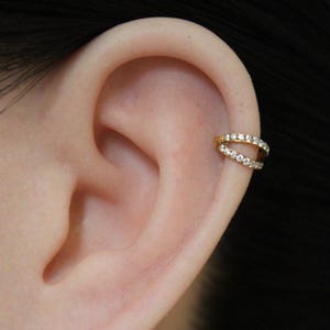 16G Titanium Double Hinge Hoop, CZ Huggie Hoop, Cartilage Hoop,Double stack clicker