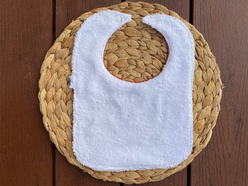 Drool bib Towel bib with snap clip Cotton bib. Dribble bib Baby bib- moon bib in rust