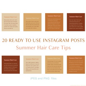 20 Summer Hair Care Tips for Instagram Posts/Quotes, Social Media Marketing for Hairstylist, Hairdresser, Beauty Blogger or Hair Salon Owner