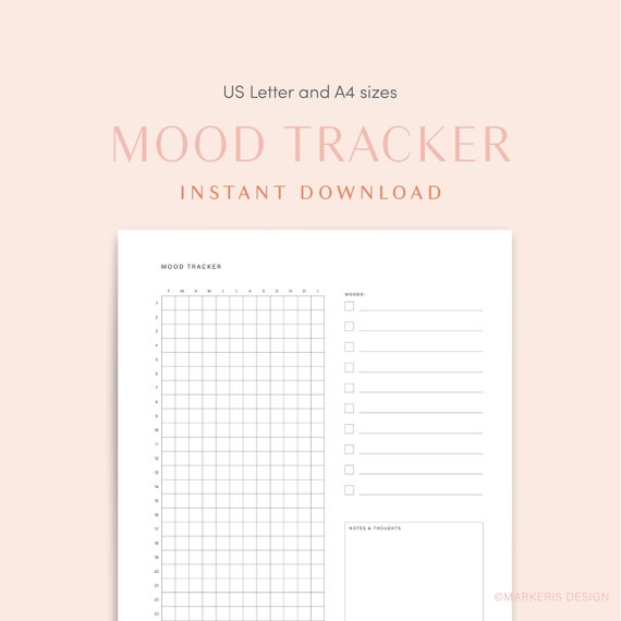 Printable Mood Tracker. A Year in Pixels Worksheet. | Etsy