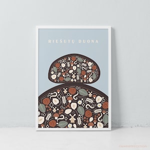 Alternative Movie Poster Digital Download for Riesutu Duona an Old Lithuanian Film, Graphic Art Print, Modern Decor Cinema Illustration Gift