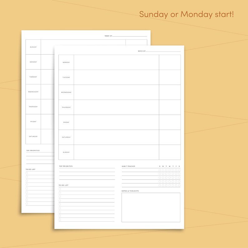 Weekly Planner Printable. Includes to Do List and Habit Tracker ...