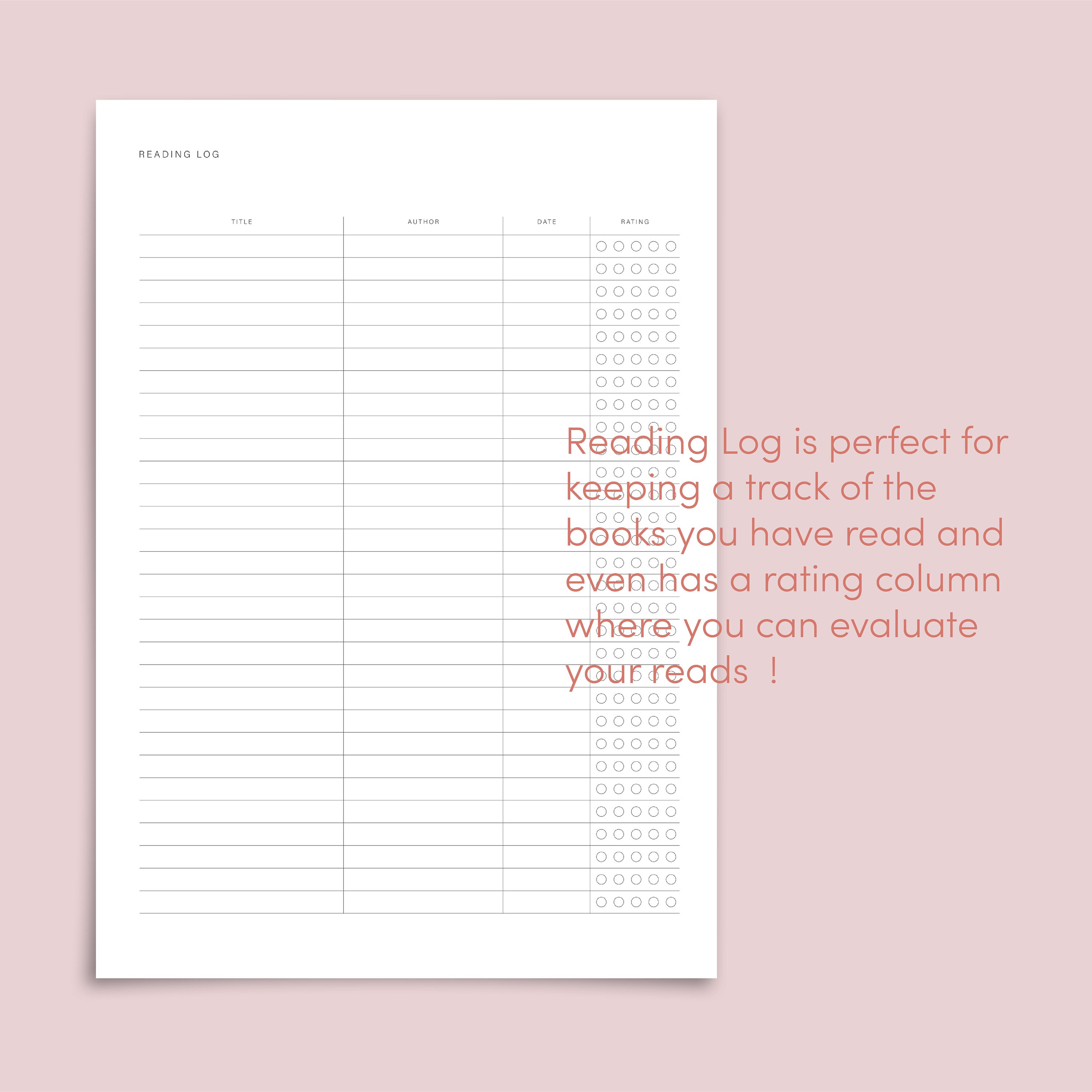 Reading Journal Printable Planner. Book Lover Bundle With Book Tracker ...