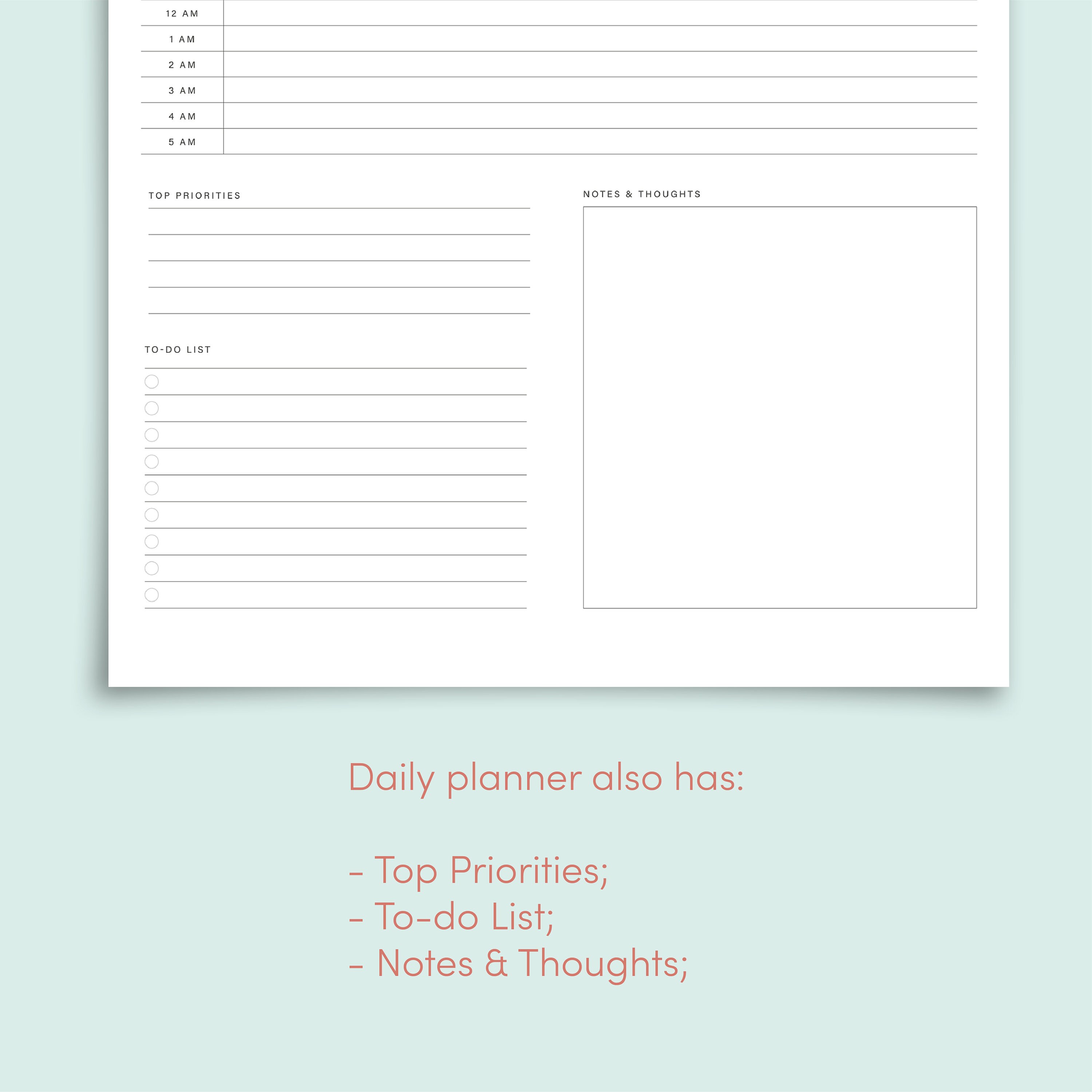 Printable Daily Planner Desk Calendar Instant Digital | Etsy