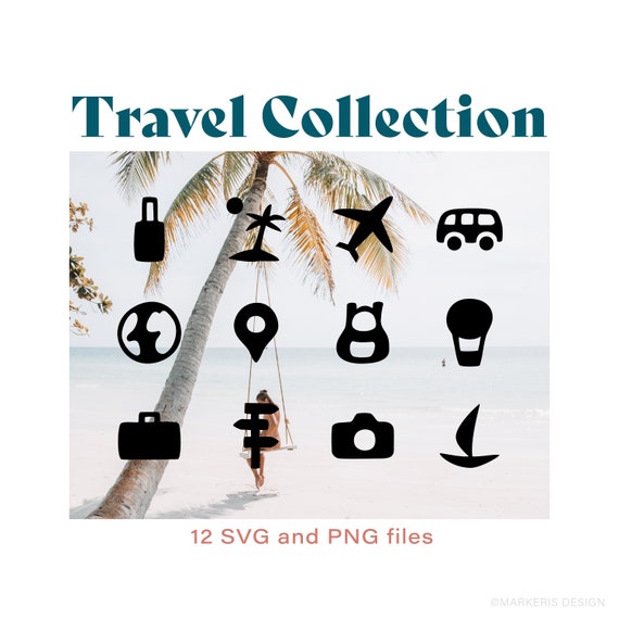 Travel Clip Art Design Black Colour SVG and PNG Files of | Etsy