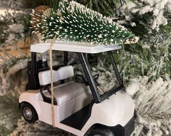 Golf Cart Carrying Christmas Tree Christmas Ornament Hot Wheel Gift for Dad / Son Golfer Fun Gift Idea