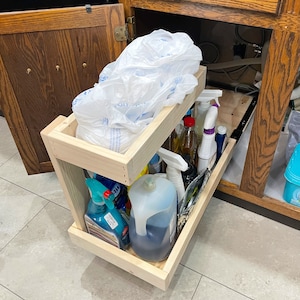 Under Sink Drawer Two Tiered Shelf Soft Close Drawers Made to Order | Gift for Mom / Grandma | Small Kitchen | Tiny Home | Cabinet Essential