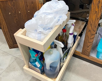 Unter Waschbecken Schublade Zwei Tiered Shelf Soft Schließen Schubladen auf Bestellung | Geschenk für Mama / Oma | Kleine Küche | Kleines Zuhause | Kabinett Wesentlich