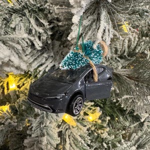 Toyota Prius Grey Carrying Christmas Tree Christmas Ornament Hot Wheel Gift for dad / son