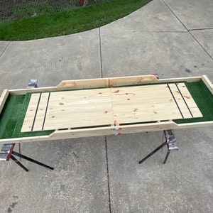 Large Carpetball and Shuffleboard 8&#39; Long, 2’ Wide (with a twist) ball roll / billiard balls / tabletop game / wooden board game / game room